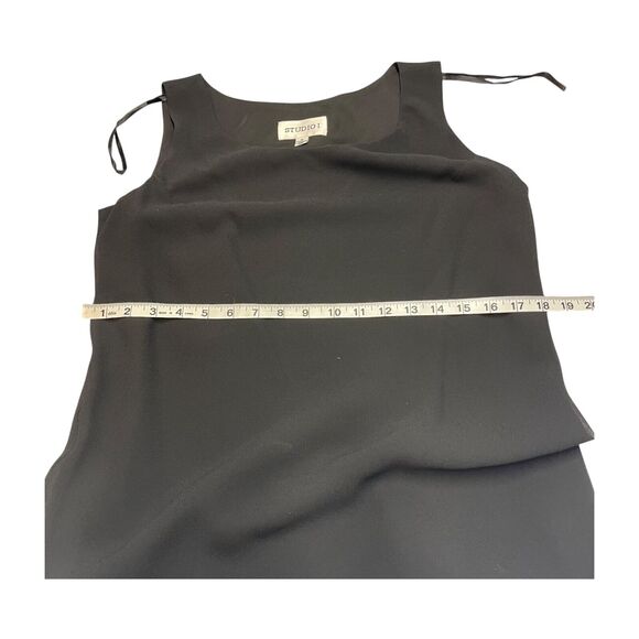 Studio 2 Piece Set Women's 10 Black Short Sleeve Embroidered Floral Button-Up - Picture 5 of 13